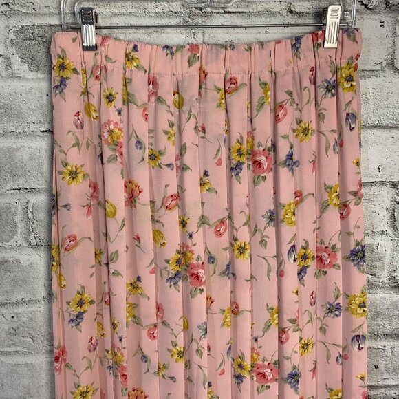 Vintage Susan Bristol Pleated Floral Chiffon Midi Skirt - Picture 2 of 11
